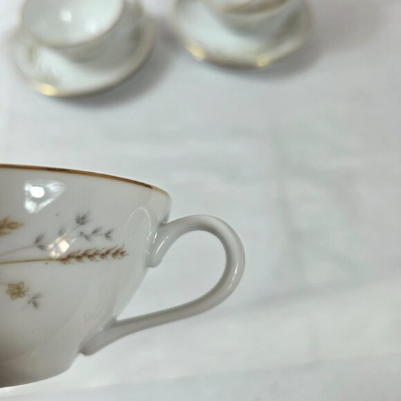 FOUR Fine China of Japan Golden Harvest Cup & Saucer Sets Gold Wheat Sprays - Picture 12 of 15